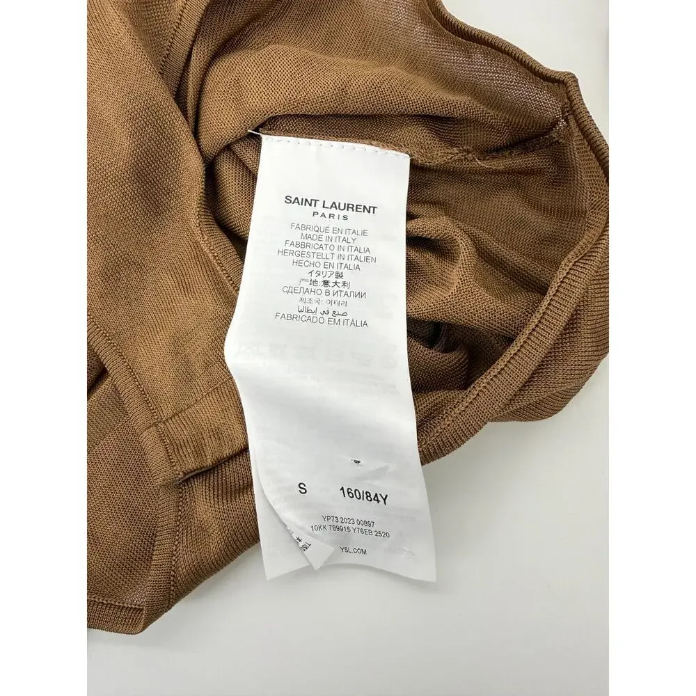 NWT Saint Laurent YSL Henley Bodysuit Size S Brown Long Sleeve $1,800 - Picture 6 of 8